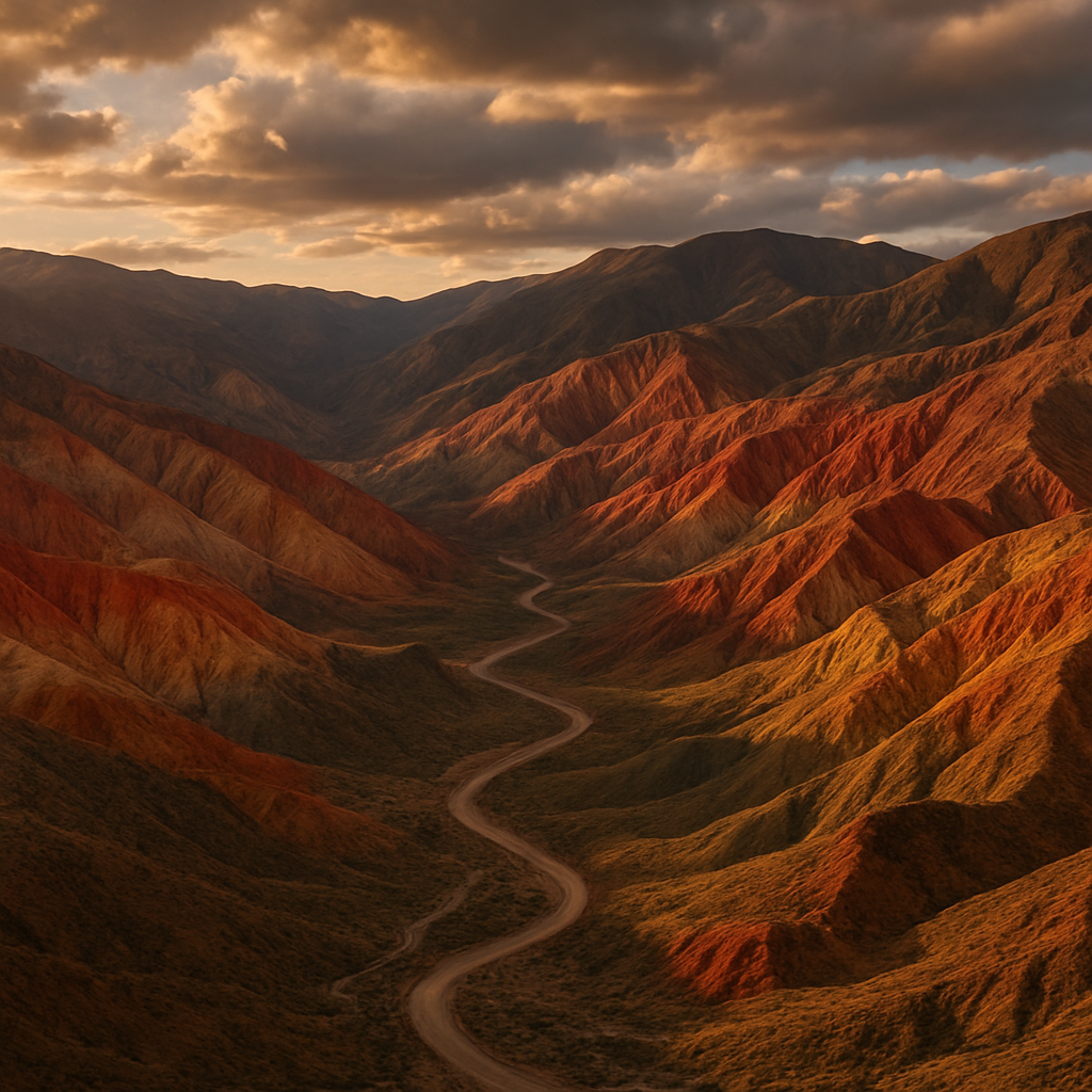 Paisaje de la Quebrada de Humahuaca al atardecer